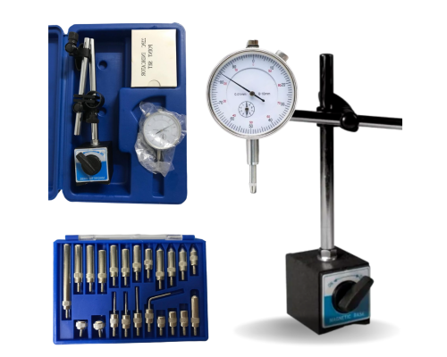 Kit Relógio Comparador 0,01 0-10mm com Base Magnética Articulada